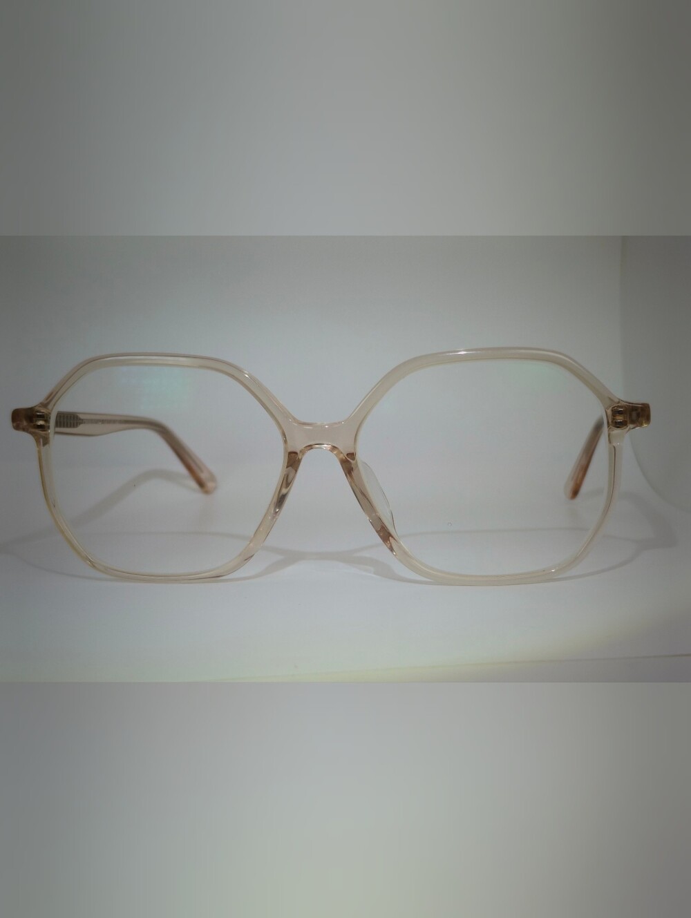 Crepuscule. Clear Champagne Round Frame Women's Eyeglasses.